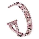 X-vormige diamanten bezaaide massieve roestvrijstalen polsband horlogeband voor Samsung Gear S3 (roze)