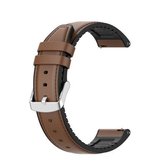 20 mm siliconen lederen vervangende band horlogeband voor Huawei Watch GT 2 42 mm (bruin)