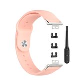 Voor Huawei Watch Fit 18mm Terug Gesp Stijl Siliconen Effen Kleur Vervangende Band Horlogeband (Lichtroze)