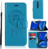 Voor OPPO Reno2 Z Windgong Uil Embossing Patroon Horizontale flip lederen tas, met houder & kaartsleuven & portemonnee (blauw)