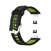 Voor Huawei Watch Fit Tweekleurige siliconen vervangende band Horlogeband (zwart + groen)