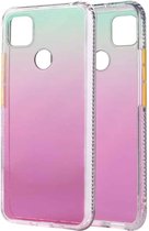 Voor Geschikt voor Xiaomi Redmi 9C Gradient Shockproof TPU Case met afneembare knoppen (Rose Red)