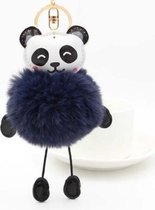 Panda Rabbit Fur Soft Ball Cars Pluche Sleutelhangers (Blauw)