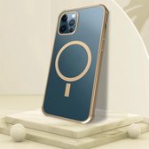 Rechte zijde Laserplating Volledige dekking Helder TPU schokbestendig Magsafe-hoesje voor iPhone 11 (goud)