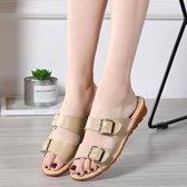 Fashion Casual Metal Buckle Wear Sandals voor Dames (Kleur: Beige Maat: 35)