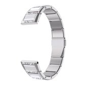 Voor Samsung Galaxy horloge Active2 44 mm / horloge Active2 40 mm / horloge actief roestvrij staal met diamant bezette vervangende horlogebanden (zilver + wit)