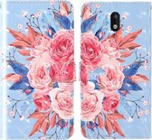 Voor Nokia 1.3 3D-schilderij Gekleurd tekenpatroon Horizontaal Flip TPU + PU-lederen hoes met houder & kaartsleuven & portemonnee & lanyard (gekleurde bloemen)