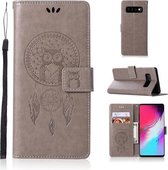 Windgong Uil Embossing Patroon Horizontale Flip lederen tas met houder & kaartsleuven & portemonnee voor Galaxy S10 5G (grijs)