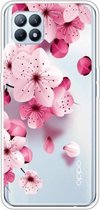 Voor OPPO Reno4 SE Gekleurde tekening Clear TPU Cover Beschermhoesjes (kersenbloesems)
