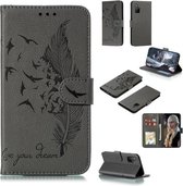 Voor Huawei Honor 30S Litchi Textuur Veer Embossing Patroon Horizontale Flip Leren Case met Houder & Kaartsleuven & Portemonnee & Fotolijst & Lanyard (Grijs)