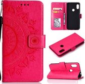 Voor Xiaomi Redmi Note 7 Totem Bloem Reliëf Horizontale Flip TPU + PU lederen tas met houder & kaartsleuven & portemonnee (rood)