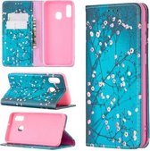 Voor Samsung Galaxy A10e / A20e Gekleurd tekeningpatroon Onzichtbaar magnetisch horizontaal Flip PU-lederen hoes met houder & kaartsleuven & portemonnee (pruimenbloesem)