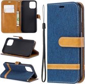 Gekleurd tekenpatroon Horizontale Flip Leather Case voor iPhone 11 Pro, met houder & kaartsleuven & portemonnee (donkerblauw)