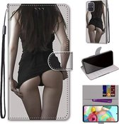 Voor Samsung Galaxy A71 Gekleurde Tekening Cross Textuur Horizontale Flip PU Lederen Case met Houder & Kaartsleuven & Portemonnee & Lanyard (Minirok)