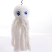 Pluche Cool Octopus Soft Pompom Fluffy Fur Keychain (White)