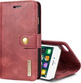 DG.MING voor iPhone 8 & 7 Crazy Horse Texture Horizontaal Flip Afneembare Magnetische Beschermhoes met Houder & Kaartsleuven & Portemonnee (Rood)