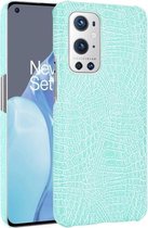 Voor OnePlus 9 Pro schokbestendig krokodiltextuur pc + PU-hoesje (lichtgroen)