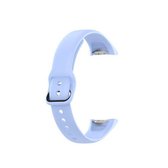 Voor Samsung Galaxy Fit SM-R370 siliconen stalen granaatscherven zwarte gesp vervangende riem horlogeband (chrysantblauw)