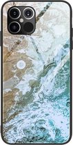Voor iPhone 12 Pro Max Marble Pattern Glass beschermhoes (DL06)