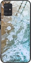 Voor Samsung Galaxy A51 Marble Pattern Glass beschermhoes (DL06)