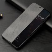 Fierre Shann Crazy Horse Texture Horizontale Flip PU-lederen hoes voor Huawei P20 Pro, met Smart View-venster en slaapwekfunctie (grijs)