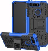 Tyre Texture TPU + PC schokbestendig telefoonhoesje voor Huawei Honor V20, met houder (blauw)