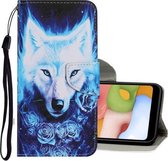 Voor Samsung Galaxy A10 / M10 Gekleurde Tekening Patroon Horizontale Flip PU Lederen Case met Houder & Kaartsleuven & Portemonnee & Lanyard (Rose Wolf)