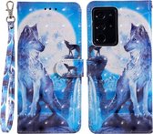 Voor Samsung Galaxy Note20 Ultra 3D Schilderen Patroon Gekleurde Tekening Horizontale Flip PU Lederen Case met Houder & Kaartsleuven & Portemonnee (Wolf)