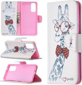 Voor Samsung Galaxy S20 FE 5G / S20 Lite Gekleurde Tekening Patroon Horizontale Flip Leren Case met Houder & Kaartsleuven & Portemonnee (Giraffe)