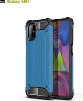 Voor Galaxy M51 (zijvingerafdruk) Magic Armor TPU + pc combinatiebehuizing (blauw)