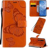 Voor Xiaomi Mi 10 5G / Mi 10 Pro 5G 3D Vlinders Embossing Patroon Horizontaal Flip Leren Hoesje met Houder & Kaartsleuf & Portemonnee & Lanyard (Oranje)