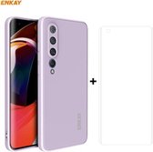 Voor Xiaomi Mi 10 5G Hat-Prince ENKAY ENK-PC0752 Vloeibare siliconen Rechte rand schokbestendige beschermhoes + 3D Volledig scherm PET Gebogen Hot Bending HD Schermbeschermer Zachte film (paa