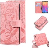 Voor Xiaomi Redmi 8A Tiger Embossing Pattern Horizontale Flip lederen tas met houder & kaartsleuven & portemonnee (roze)