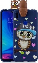 Voor Xiaomi Redmi Note 7 schokbestendige cartoon TPU beschermhoes (blauwe uil)