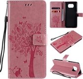 Voor Xiaomi Poco X3 NFC Boom & Kat Patroon Geperst Afdrukken Horizontale Flip PU Lederen Case met Houder & Kaartsleuven & Portemonnee & Lanyard (Roze)