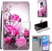 Voor Xiaomi Redmi 10X 5G / 10X Pro 5G Gekleurde Tekening Kruis Textuur Horizontale Flip PU Lederen Case met Houder & Kaartsleuven & Portemonnee & Lanyard (Wild Rose)