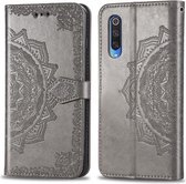 Voor Xiaomi 9 Pro Halverwege Mandala Embossing Patroon Horizontaal Flip Leren Hoesje met Houder & Kaartsleuven & Portemonnee & Fotolijst & Lanyard (Grijs)