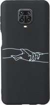 Voor Xiaomi Redmi Note 9 Pro Black Frosted Painted TPU beschermhoes (arm)