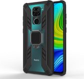 Voor Xiaomi Redmi Note 9 schokbestendige pc + TPU beschermhoes met 360 graden roterende ringhouder (zwart)