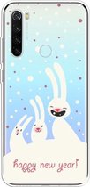 Voor Xiaomi Redmi Note 8 Trendy schattig kerstpatroon doorzichtig TPU beschermhoes (drie konijnen)