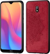 Voor Xiaomi Redmi 8A Reliëf Mandala-patroon PC + TPU + stoffen telefoonhoes met draagkoord & magnetisch (rood)