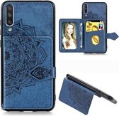 Voor Xiaomi Mi CC9e Mandala Reliëf Magnetische Doek PU + TPU + PC Case met Houder & Kaartsleuven & Portemonnee & Fotolijst & Riem (Blauw)