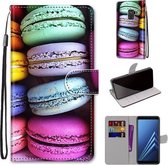 Voor Samsung Galaxy A8 2018 Gekleurde Tekening Cross Textuur Horizontale Flip PU Lederen Case met Houder & Kaartsleuven & Portemonnee & Lanyard (Kleurrijke Laagcake)