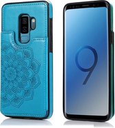 Voor Samsung Galaxy S9 Plus Mandala-patroon met dubbele gesp PU + TPU-beschermhoes met kaartsleuven en houder & fotolijst (blauw)