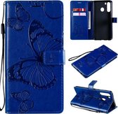 Voor Samsung Galaxy A21 3D vlinders reliëf patroon horizontale flip lederen tas met houder & kaartsleuf & portemonnee (blauw)