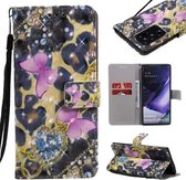 Voor Samsung Galaxy Note 20 Ultra 3D Schilderen Horizontale Flip Leren Case met Houder & Kaartsleuf & Lanyard (Roze Vlinders)