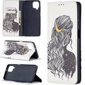 Voor Samsung Galaxy A12 Gekleurde Tekening Patroon Onzichtbare Magnetische Horizontale Flip PU Lederen Case met Houder & Kaartsleuven & Portemonnee (Meisje)