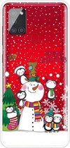 Voor Samsung Galaxy A21s Christmas Series Clear TPU beschermhoes (Penguin Family)