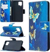 Voor Samsung Galaxy A42 5G Gekleurde Tekening Patroon Horizontale Flip Leren Case met Houder & Kaartsleuven & Portemonnee (Blauwe Vlinder)