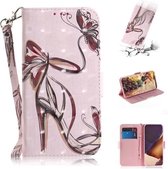 Voor Samsung Galaxy Note20 Ultra 3D Gekleurde Tekening Horizontale Flip Leren Case met Houder & Kaartsleuven & Portemonnee & Lanyard (Vlinder Hoge hakken)